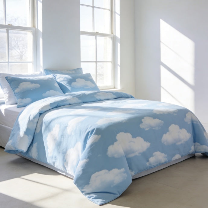 Nordic Light Blue Cloud Bedding Set