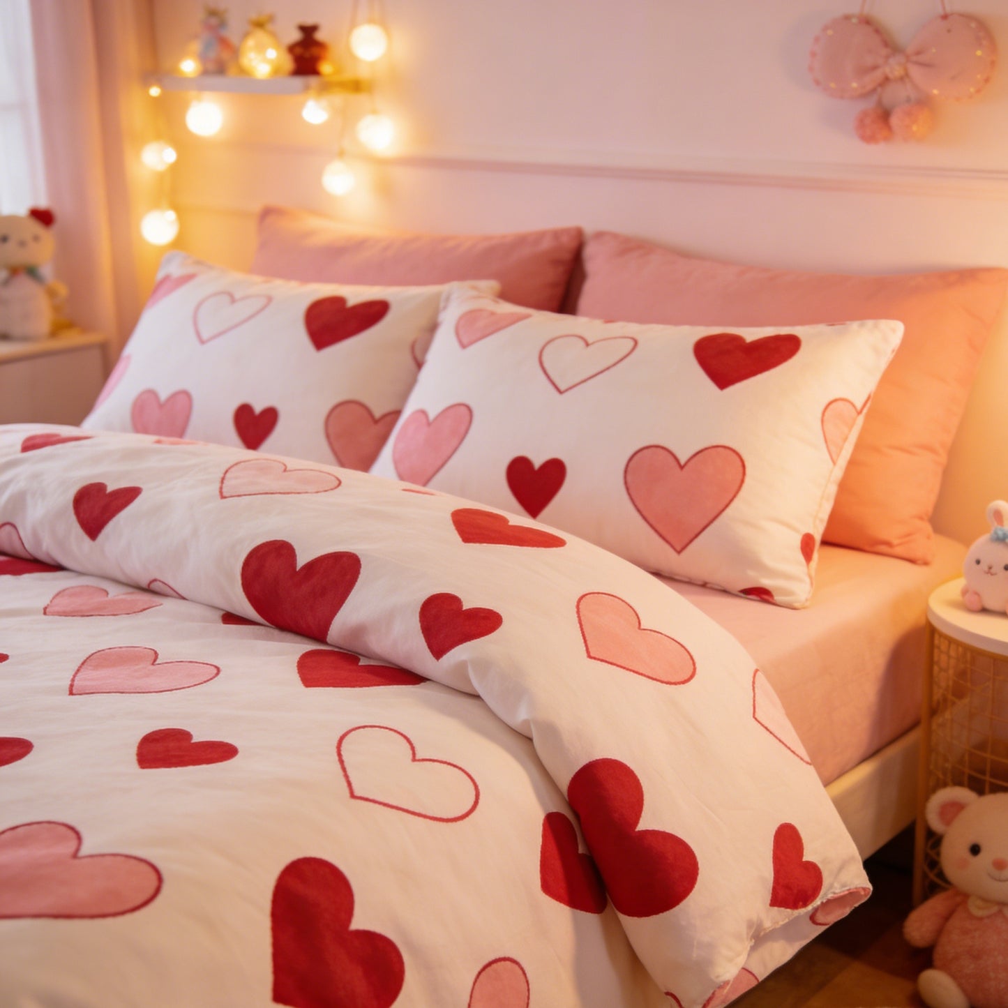 Romantic Heart Pattern Bedding Set