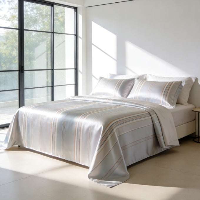 Elegant Striped Satin Bedding Set